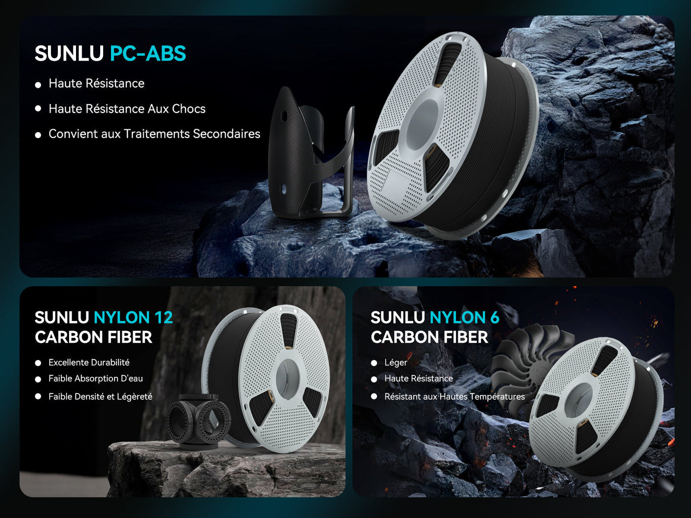 Filaments d'ingénierie sunlu Filament d'ingénierie pa6-cf pa12-cf