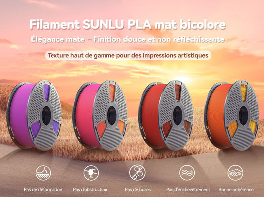 Présentation du filament SUNLU 2025 PLA Mat Bicolore – Une percée dans l’impression 3D esthétique
