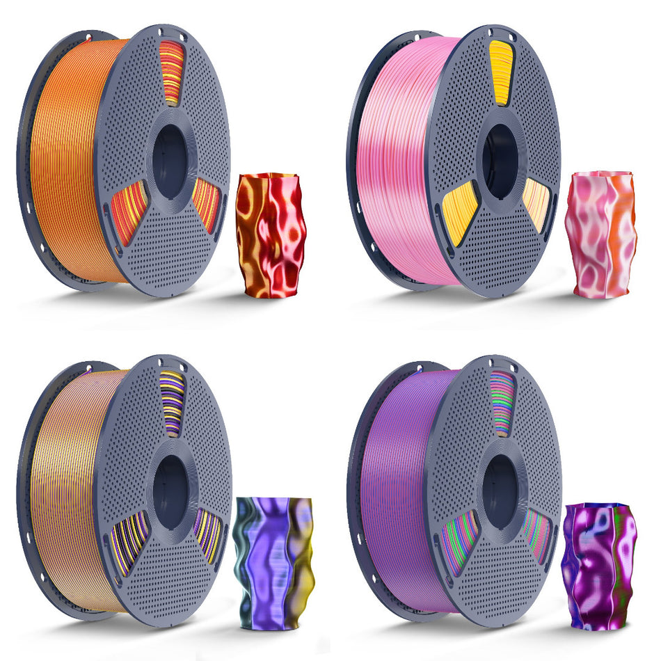 Silk Multicolore (Bicolore, Tricolore) Filament pour imprimante 3D 1KG