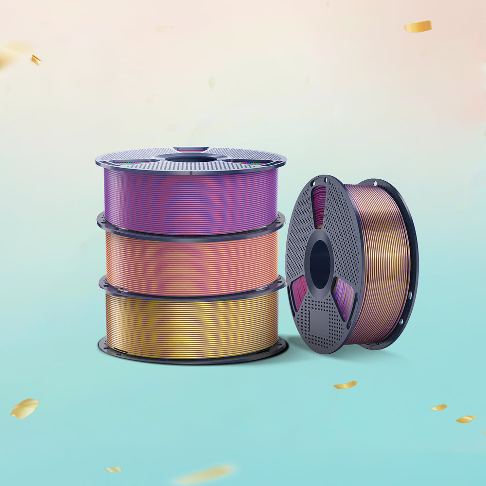 [MOQ : 3 Rouleaux] Silk Multicolore (Bicolore, Tricolore, Quatre couleurs). PLA+ Soie Unicolore Filament 1KG