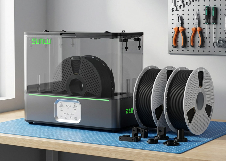 SUNLU FilaDryer E2, jusqu'à 110℃, séchage et recuit professionnels, conçu pour les filaments d'impression 3D destinés à l'ingénierie.