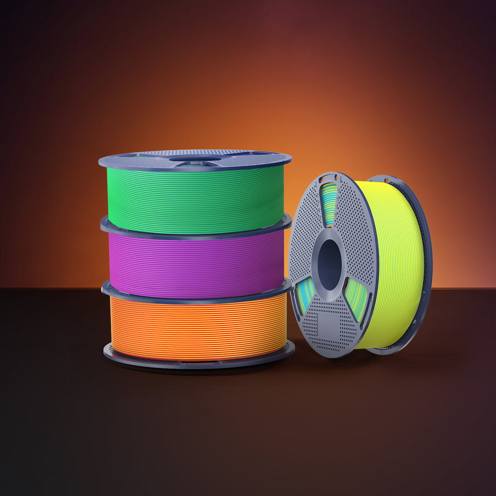 [3 rouleaux min.] PLA Matte Dual-Color Filament Esthétique pour Imprimante 3D 1KG, Dégradés Bicolores Fluides & Finition Mate Douce