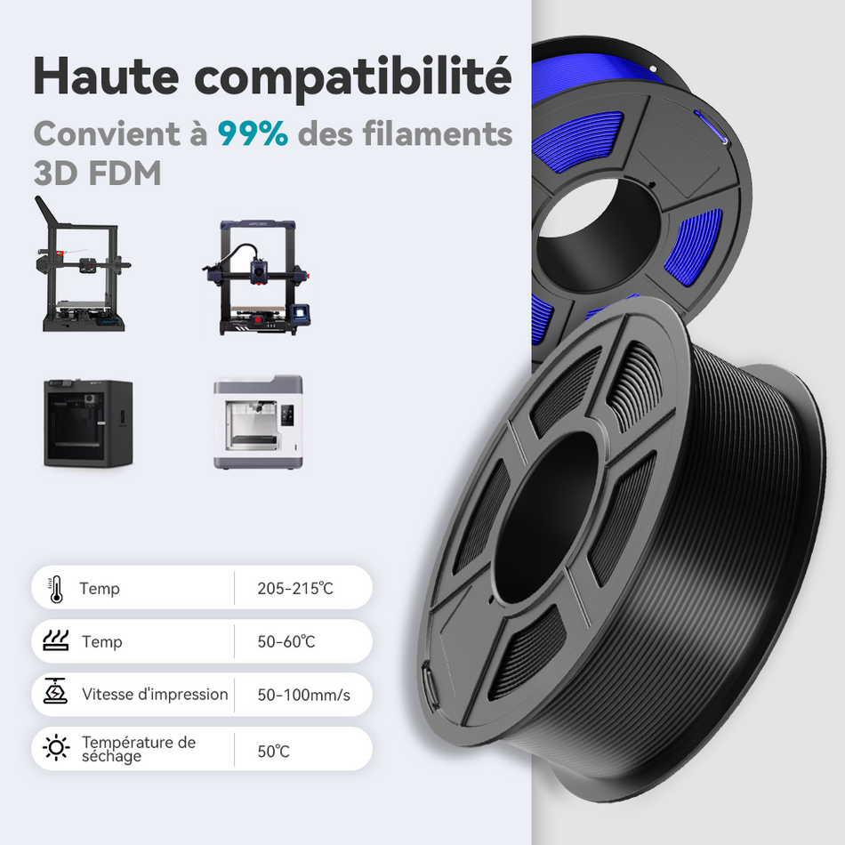 [MOQ : 6 Rouleaux] Hot Sale PLA Series Filament 1KG, PLA, PLA+, PLA+2.0, PLA Meta, PLA Matte, HSPLA
