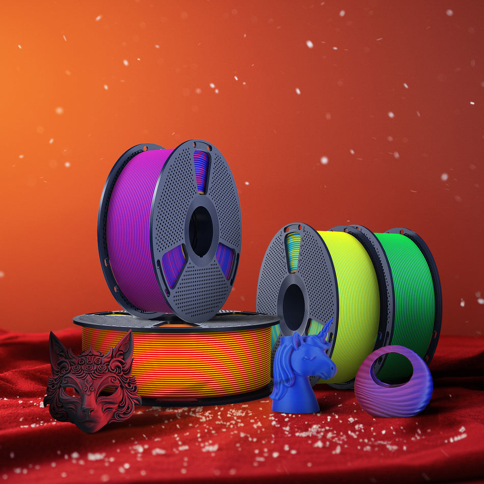 [MOQ : 3 Rouleaux] PLA Matte Dual-Color Filament Esthétique pour Imprimante 3D 1KG, Dégradés Bicolores Fluides & Finition Mate Douce