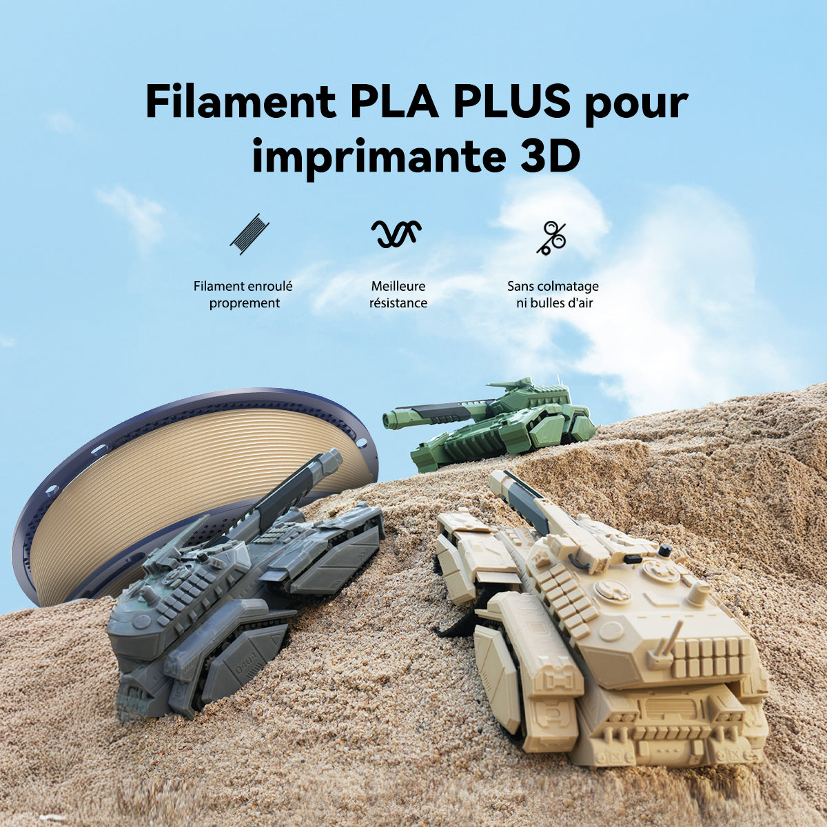 [MOQ : 6 Rouleaux] PLA+(PLA Plus) Filament 1KG