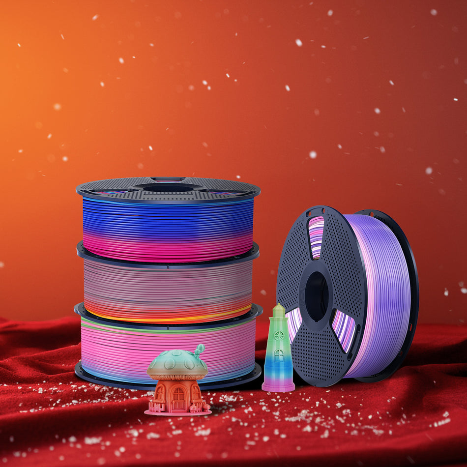 [MOQ : 3 Rouleaux] PLA, PLA Transparent Rainbow, SILK, PETG Rainbow Filament 1KG