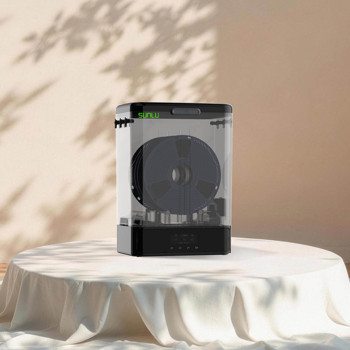 SUNLU FilaDryer SP2, sécheur de filaments 2-en-1 avec boîte de rangement, séchage jusqu'à 70℃(158°F) et rangement sans couture, compatible avec les bobines de 1kg×2 ou 2kg×1 ou 3kg×1.