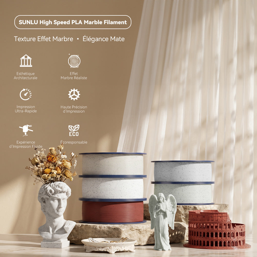 [MOQ : 3 Rouleaux] High Speed PLA Marble, Filament PLA Marbre Haute Vitesse 1KG