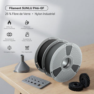 Nnylon-6 renforcé de fibres de verre (PA6-GF) Filament 1KG, PA6 avec 25 % de fibres de verre, résistance aux températures élevées jusqu'à 417 °F (214 °C)