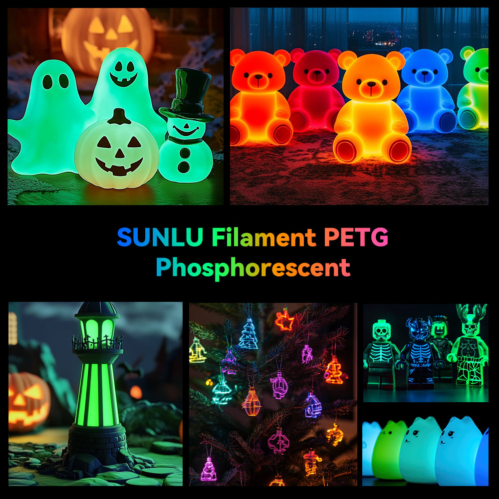[MOQ : 3 Rouleaux] Filament PETG Lumineux (Phosphorescent) pour imprimante 3D 1KG