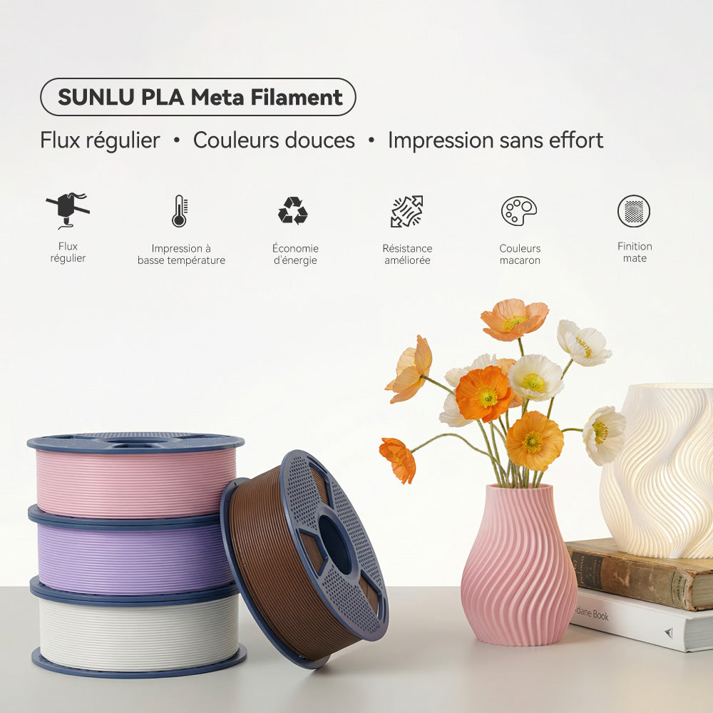 [MOQ : 6 Rouleaux] PLA Meta(Couleurs des Macarons) Filament 1KG