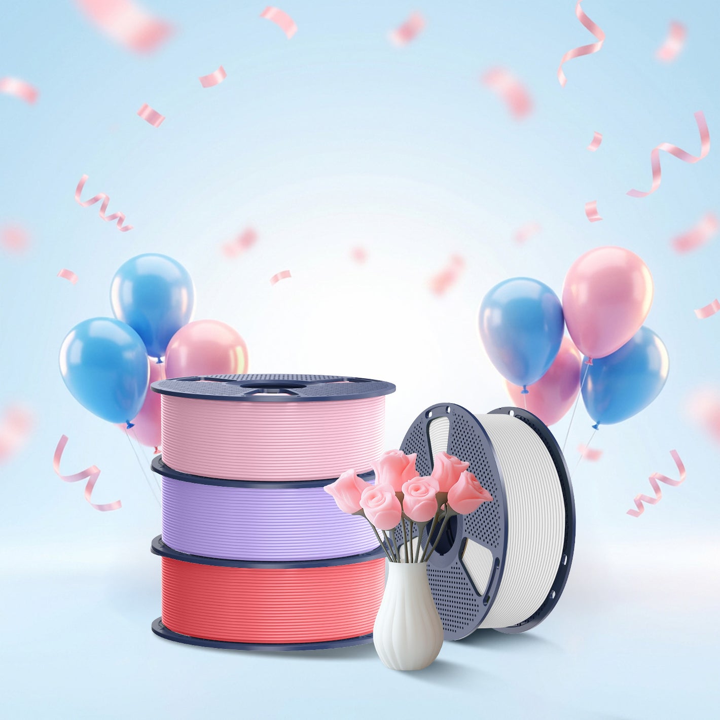 Pack de Filament Saint-Valentin SUNLU – Mix & Match 4 Couleurs & Matériaux (Choisissez parmi Blanc / Violet / Rouge / Rose)