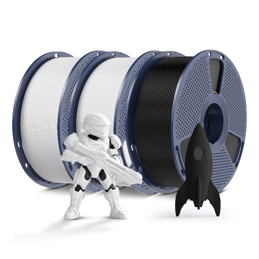 [MOQ : 6 Rouleaux] Série Monochrome : Filament PETG, PLA & Haute Vitesse. L’Essence du Noir, Blanc et Gris en Qualité Professionnelle.
