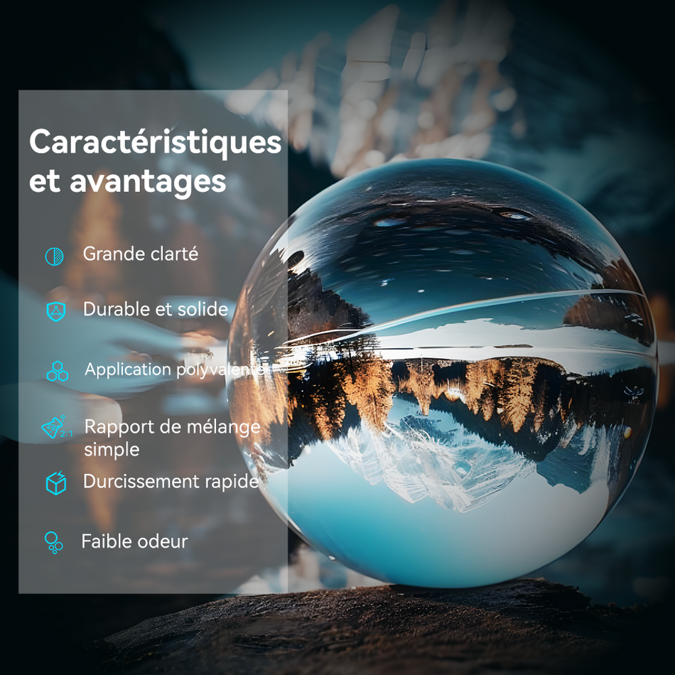 Kit De Résine Époxy Cristalline 48OZ(32OZ+16OZ), Parfait Pour Les Cadeaux De Bricolage, Le Moulage, L'Enrobage, La Décoration, Les Tables De Rivière