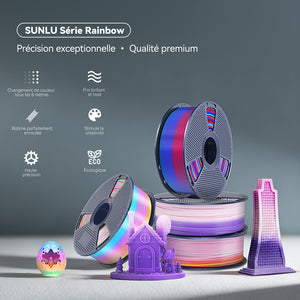 [MOQ : 3 Rouleaux] PLA, PLA Transparent Rainbow, SILK, PETG Rainbow Filament 1KG